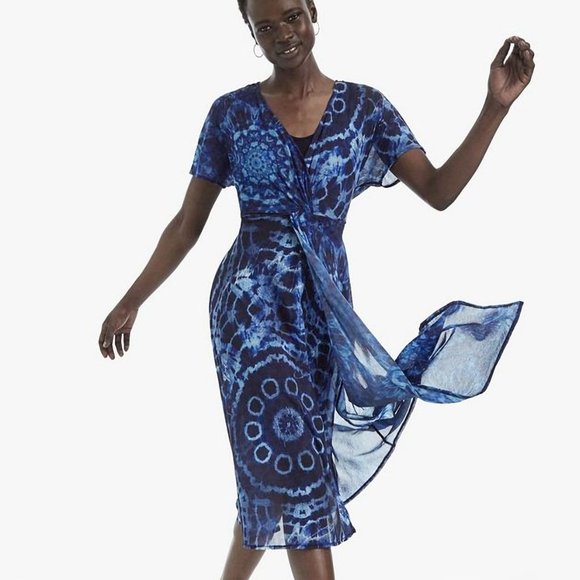 NEW Asymmetrical Boho Blue Desigual High Low Front, Size S - Picture 2 of 15